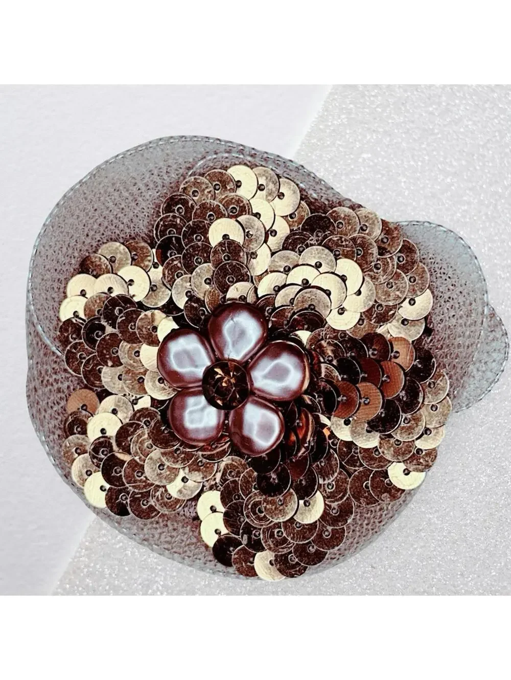 6871. Handmade Bronze Sequin Huge Brooch
